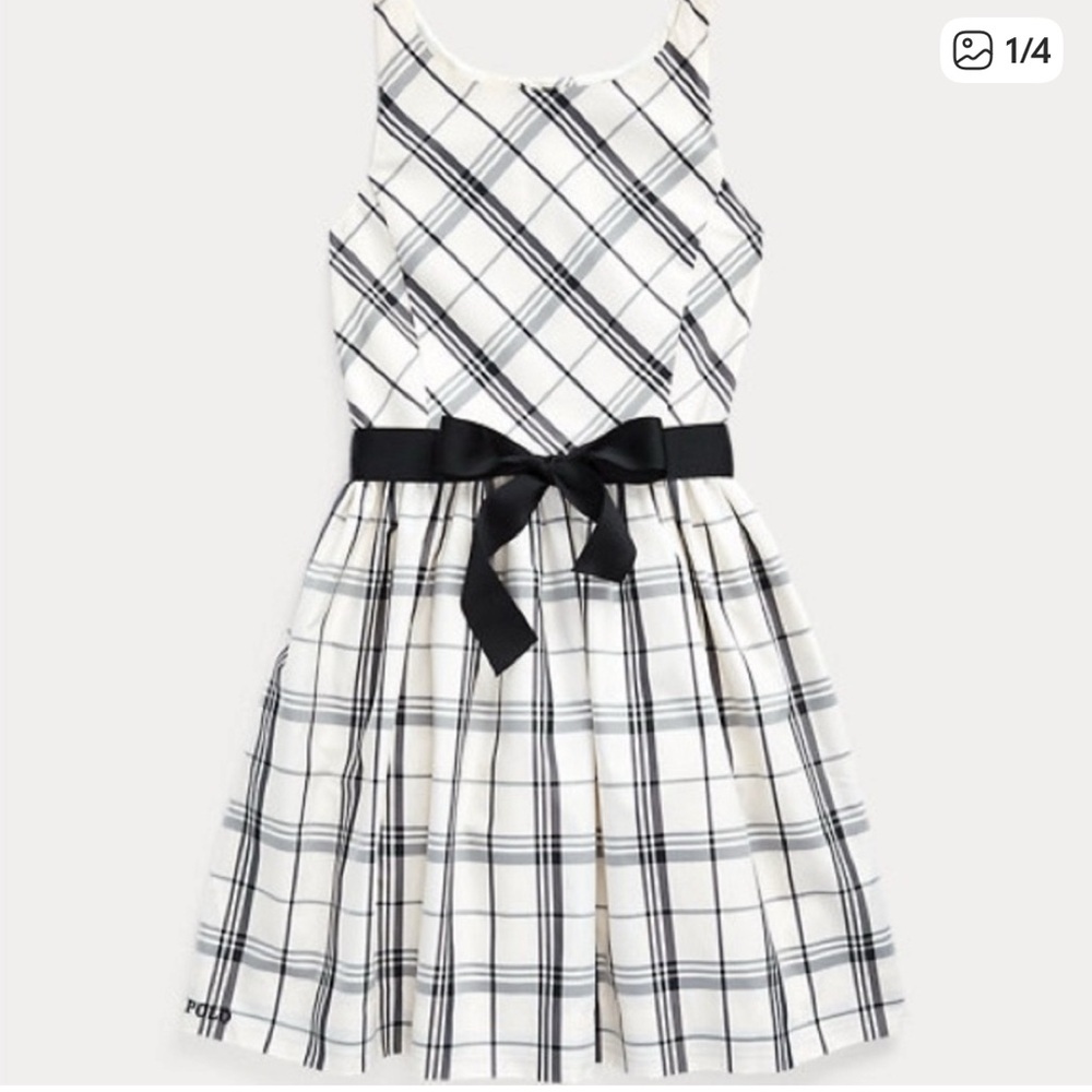 Polo by Ralph Lauren Girls White and Black Plaid Dress